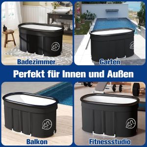 So kann eine Eisbadewanne oder Eisbadetonne platziert werden. Dabei braucht es nicht immer Eiswürfel im kalten Wasser.