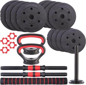 Das gesamte Hantel Set und seine Bestandteile