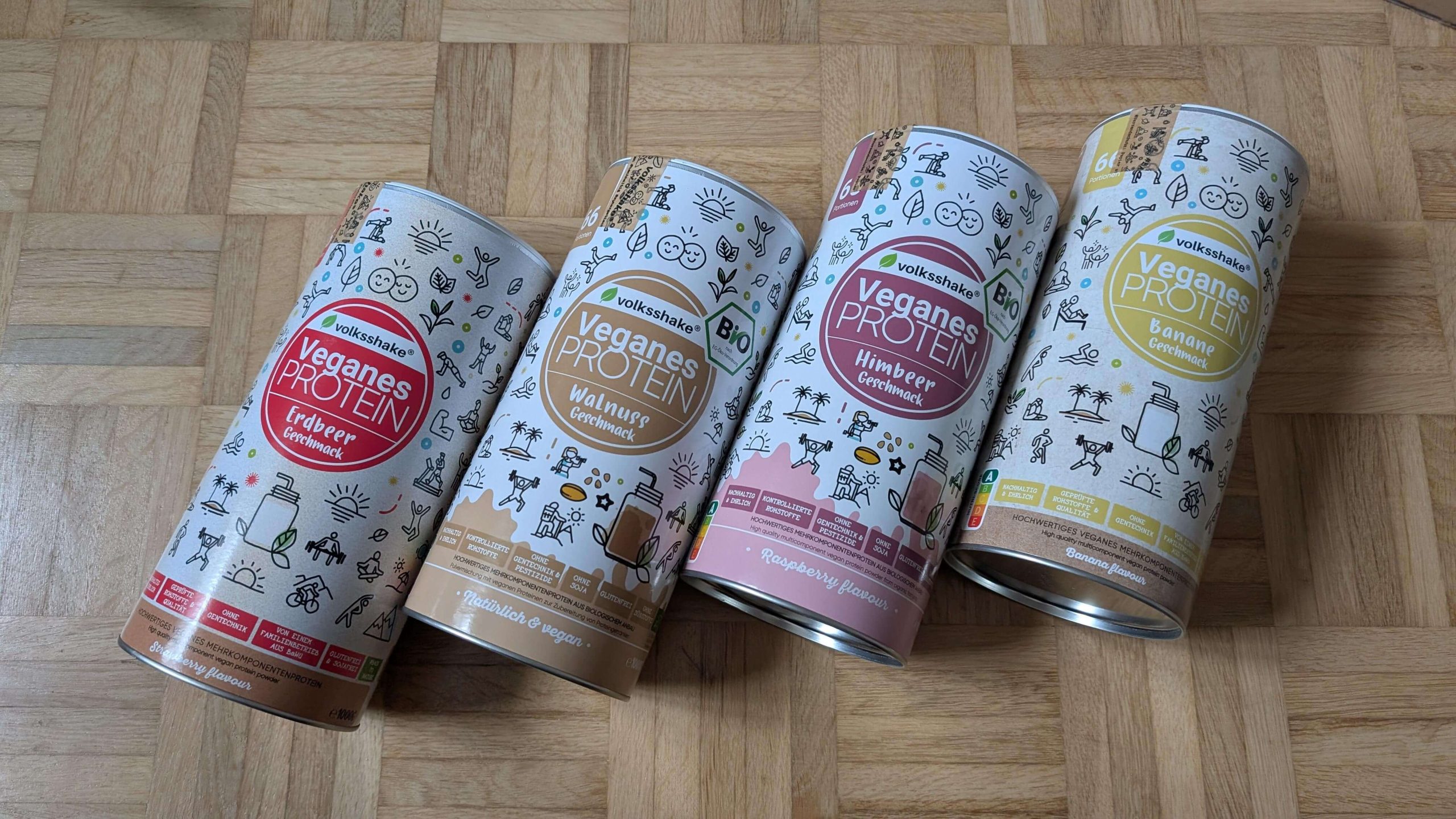 Veganes Volksshake Proteinpulver in vielen Geschmacksrichtungen.