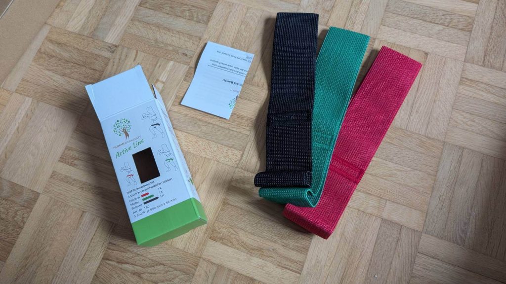 Auch die Trainingsbänder bzw. Widerstandsbänder sind wirklich praktisch für viele Übungen.