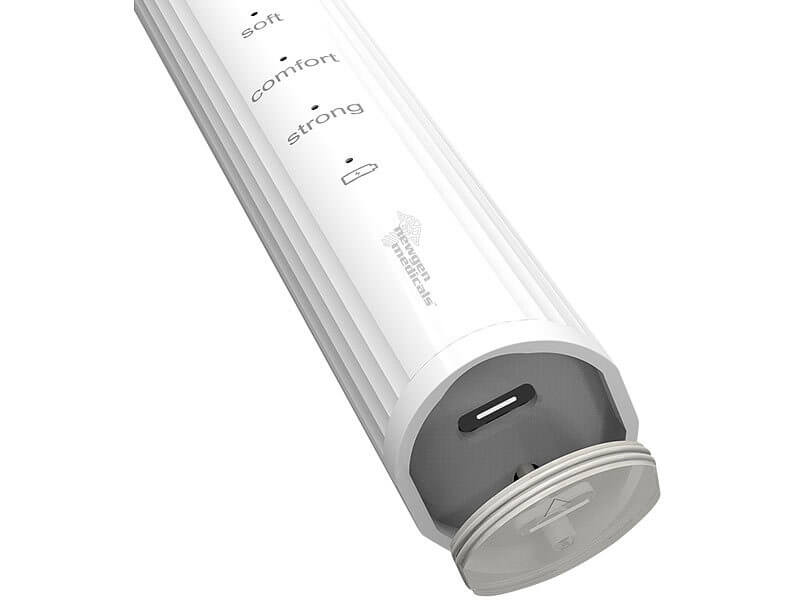 Die Ladebuchse am unteren Ende des Zahnsteinentferners.