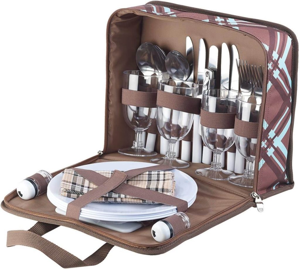So sieht die Xcase Picknicktasche im gepackten Zustand aus.